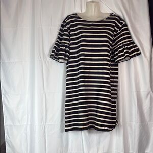 J. Crew Factory Black and White Flutter Sleeve Mini Dress